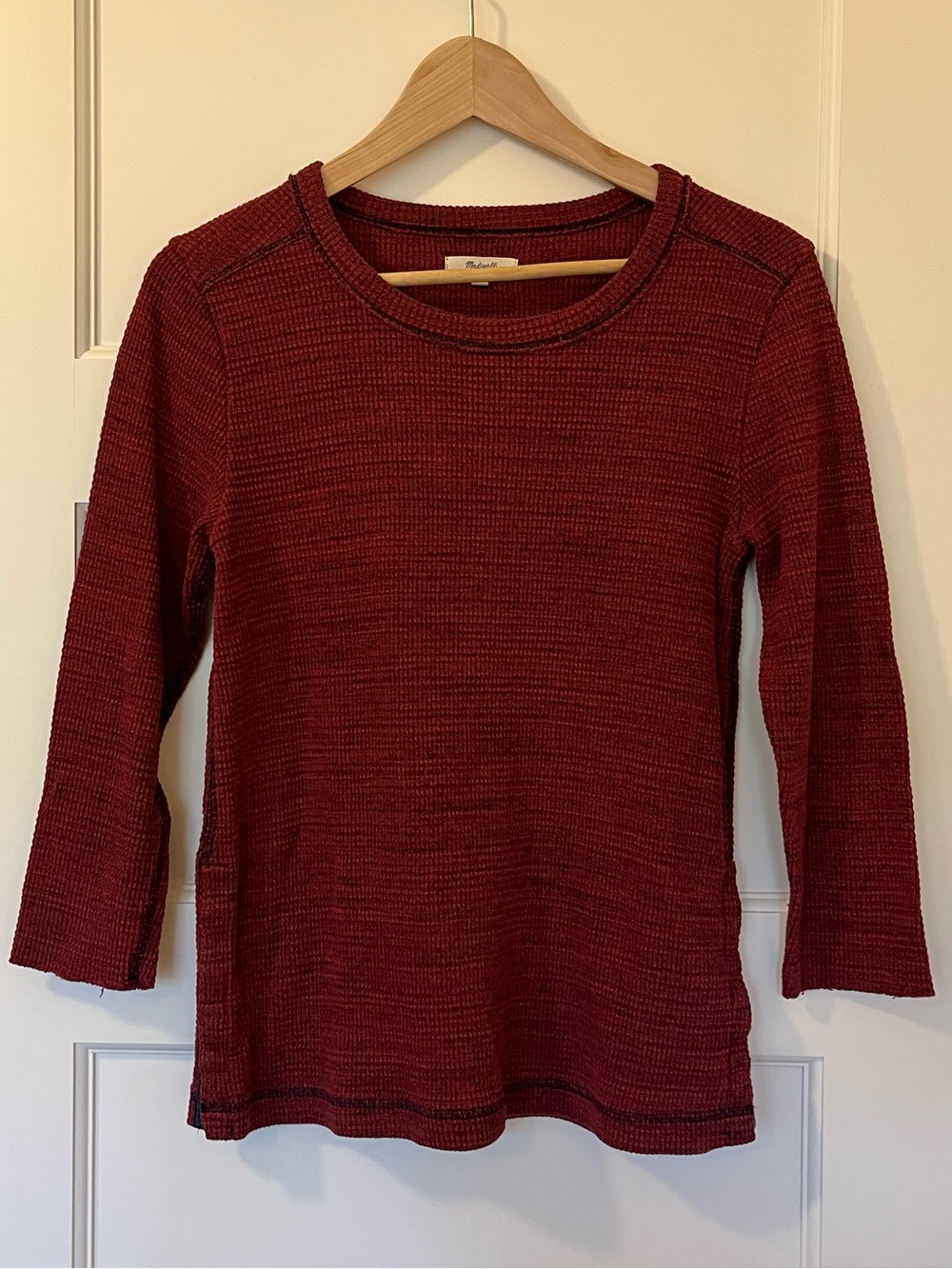 Madewell • Just Right Split Hem Waffle Knit Top • L